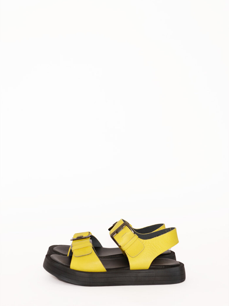 Sandal with a rubber sole and buckle