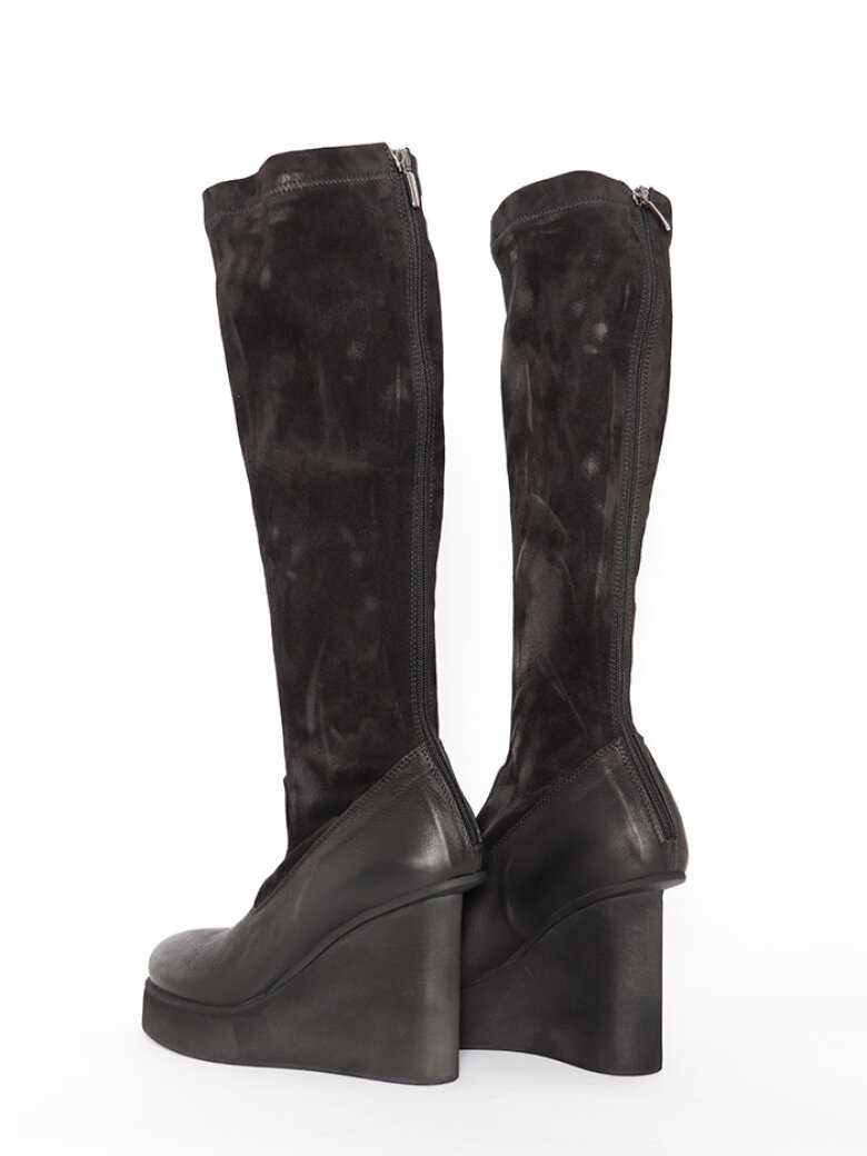 Sort Aarhus - Wedge stretch leather boots