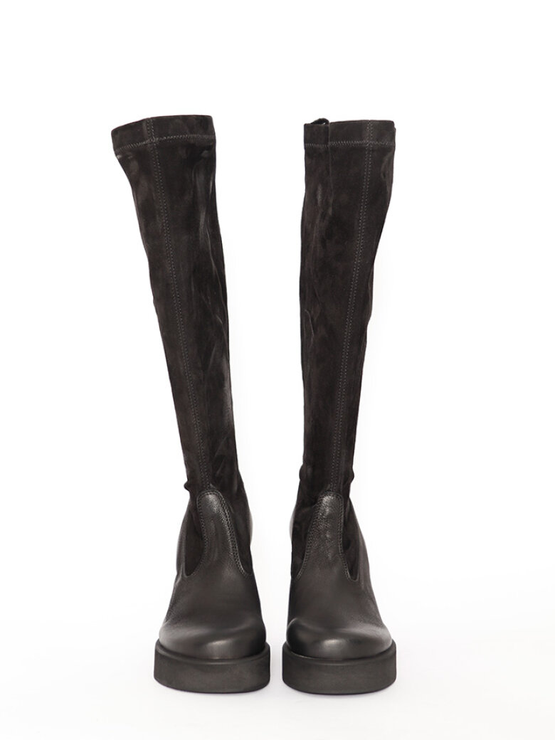 Sort Aarhus - Wedge stretch leather boots