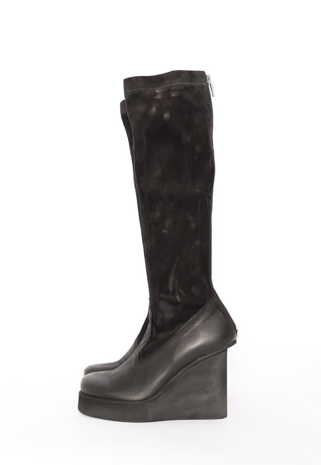 Sort Aarhus - Wedge stretch leather boots