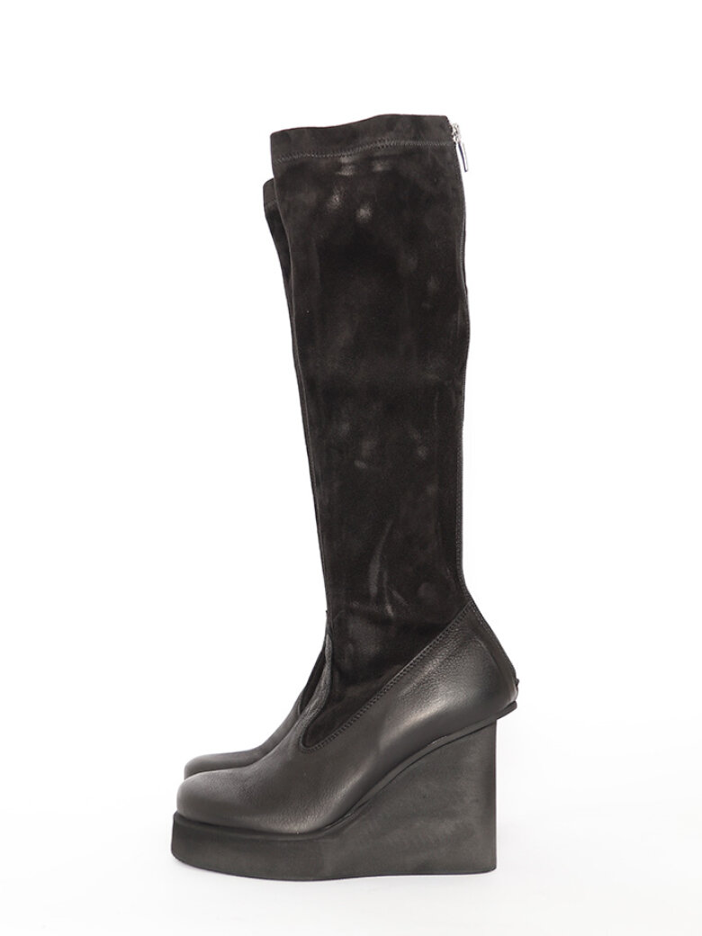 Sort Aarhus - Wedge stretch leather boots