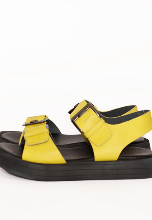 Sandal with a rubber sole and buckle