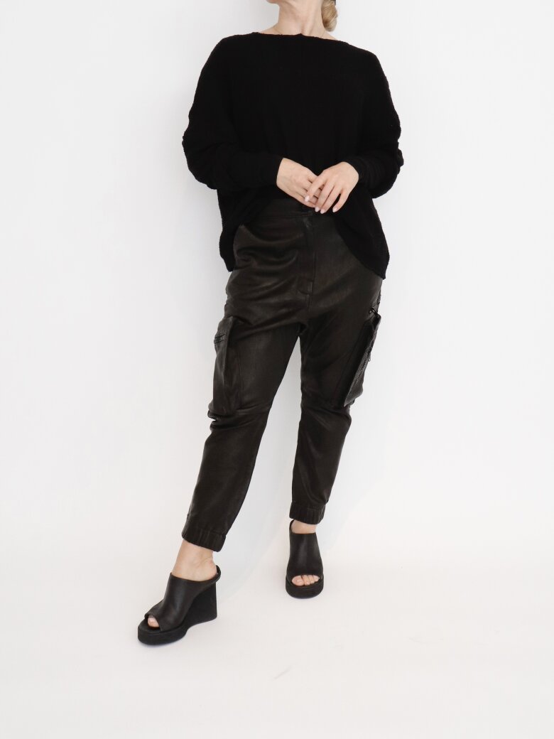 Sort Aarhus - Cargo leather pants