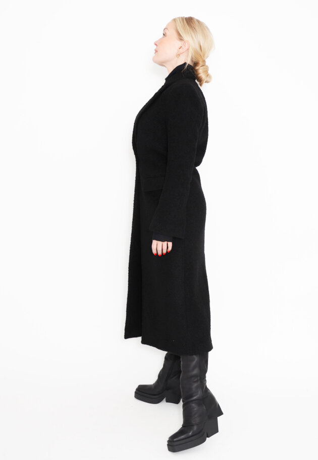 Sort Aarhus - Long jacket in bouclé with pockets and button