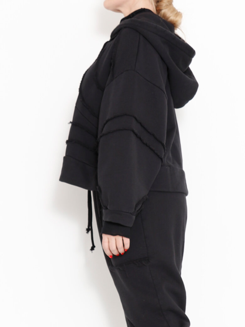 Sort Aarhus - Cropped hoodie with zipper