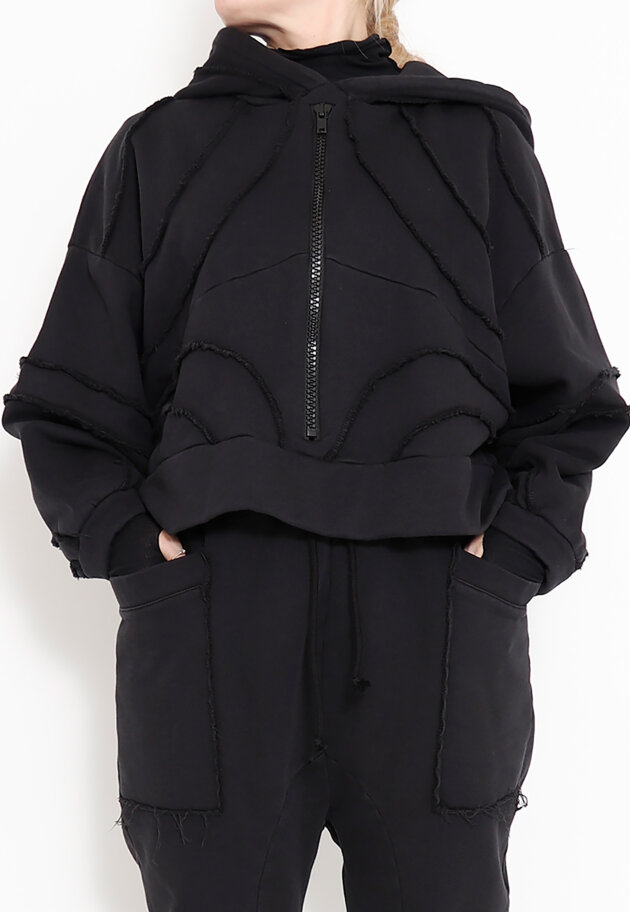 Sort Aarhus - Cropped hoodie with zipper