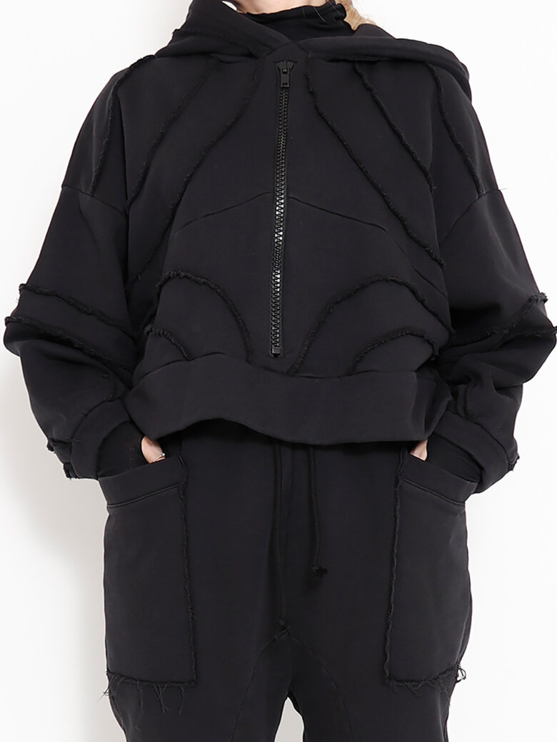 Sort Aarhus - Cropped hoodie with zipper