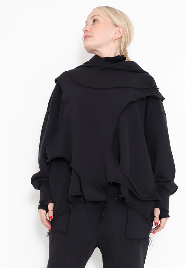 Sort Aarhus - Hoodie in cotton with raw details