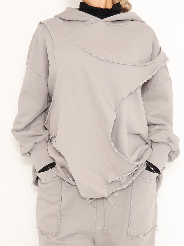 Sort Aarhus - Hoodie in cotton with raw details