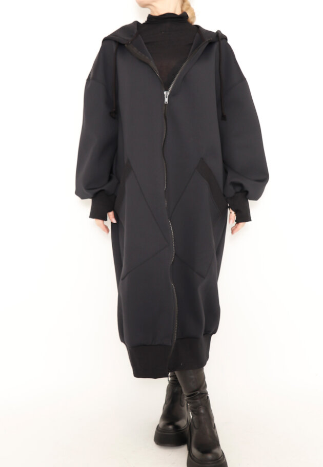 Sort Aarhus - Long cardigan in neoprene with zipper