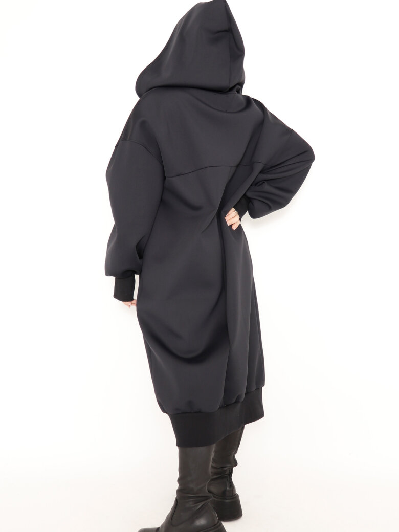 Sort Aarhus - Long cardigan in neoprene with zipper