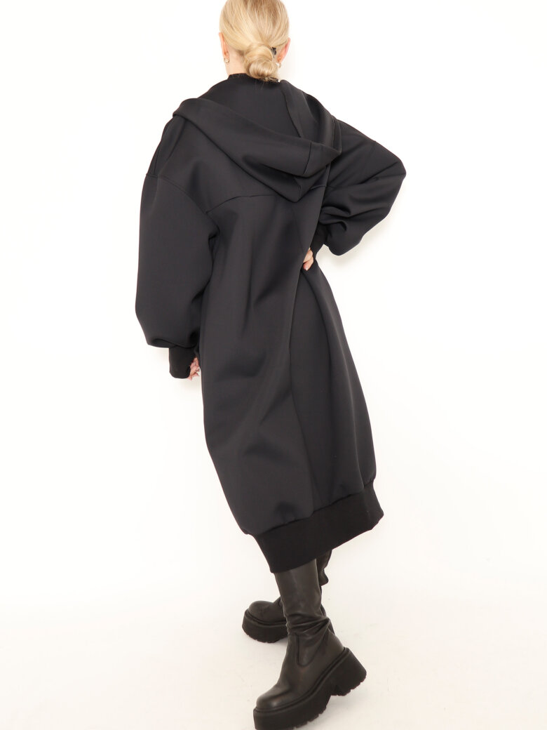 Sort Aarhus - Long cardigan in neoprene with zipper