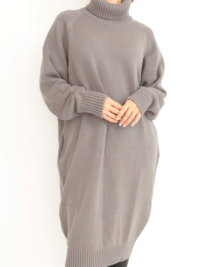 Sort Aarhus - Turtle neck dress in cotton