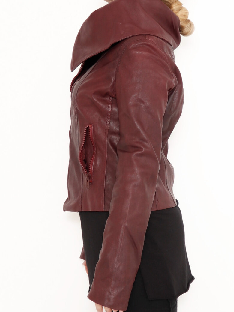 Sort Aarhus - Leather jacket with zipper and pockets