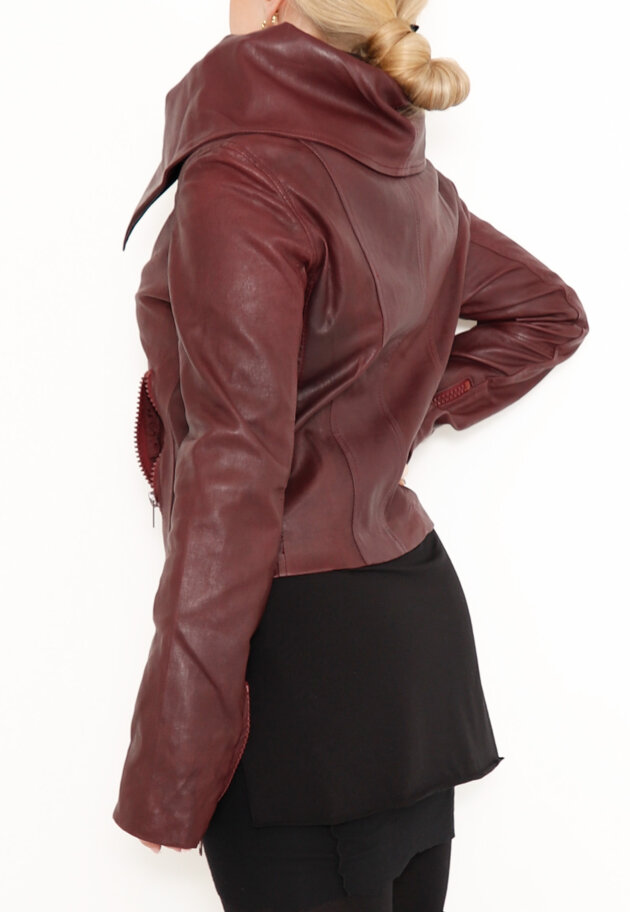 Sort Aarhus - Leather jacket with zipper and pockets