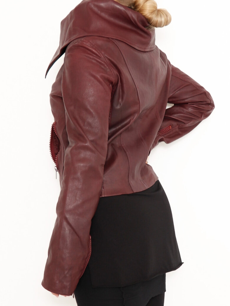 Sort Aarhus - Leather jacket with zipper and pockets