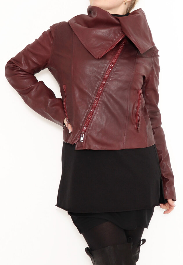 Sort Aarhus - Leather jacket with zipper and pockets