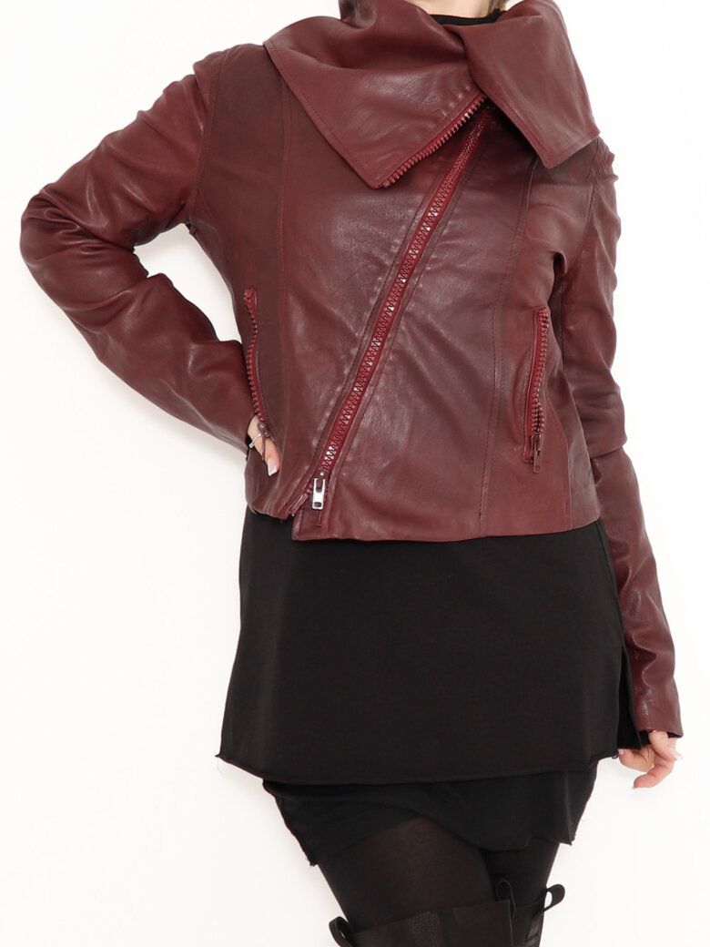 Sort Aarhus - Leather jacket with zipper and pockets