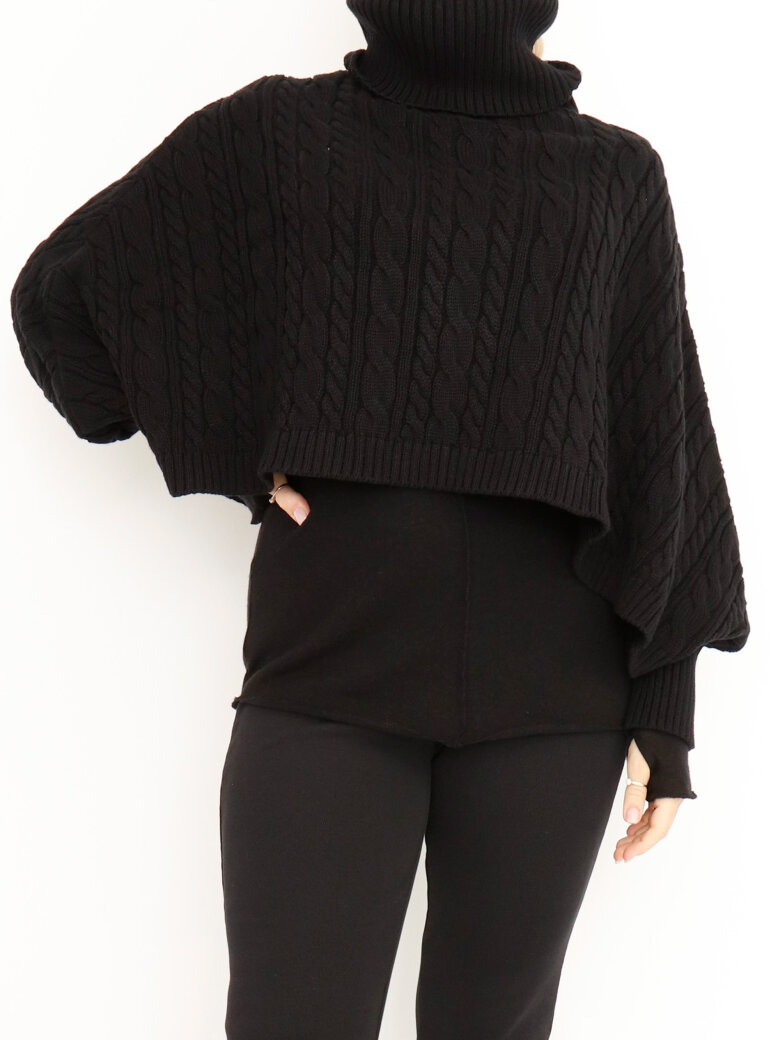 Sort Aarhus - Cropped turtle neck poncho