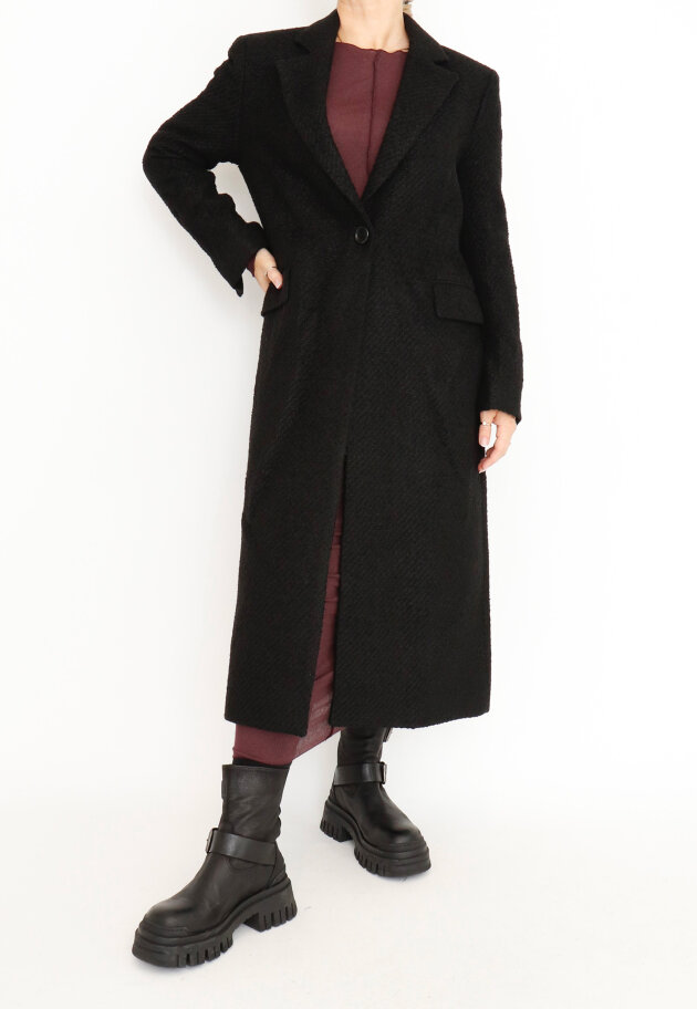 Sort Aarhus - Long jacket in bouclé with pockets and button