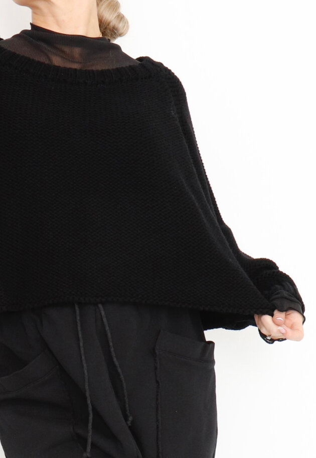 Sort Aarhus - Oversize cropped sweater i merino uld