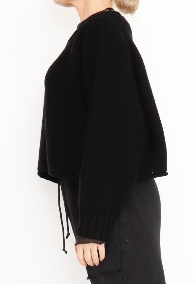 Sort Aarhus - Oversize cropped sweater i merino uld