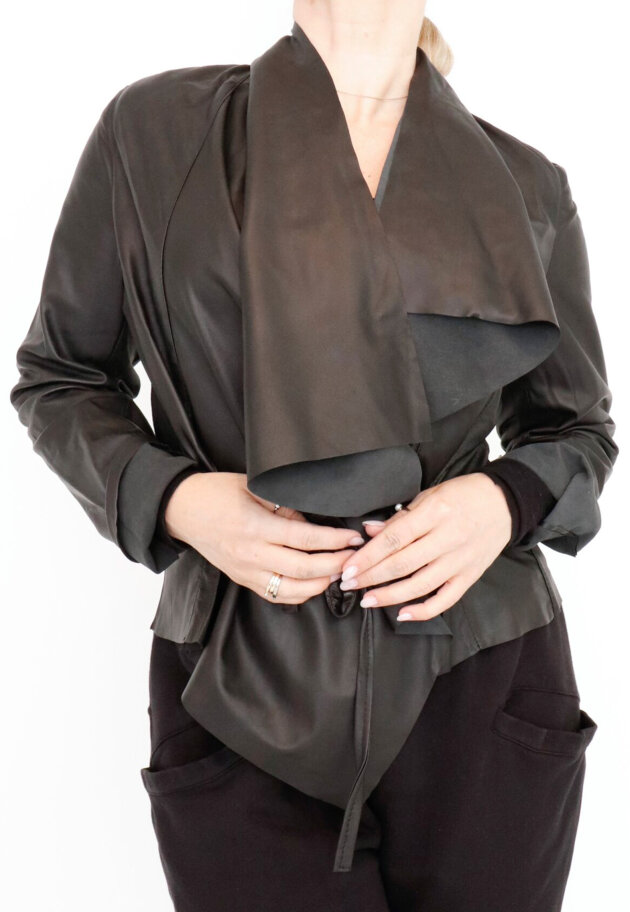 Sort Aarhus - Wrap leather shirt