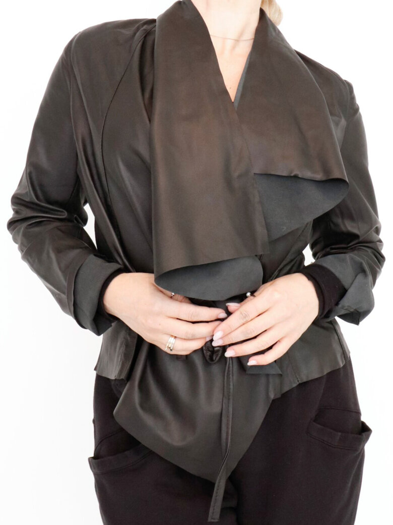 Sort Aarhus - Wrap leather shirt