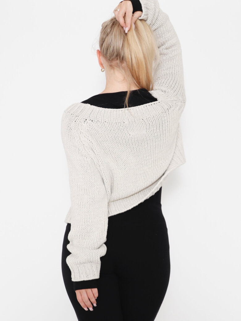 Sort Aarhus - Cropped strikbluse