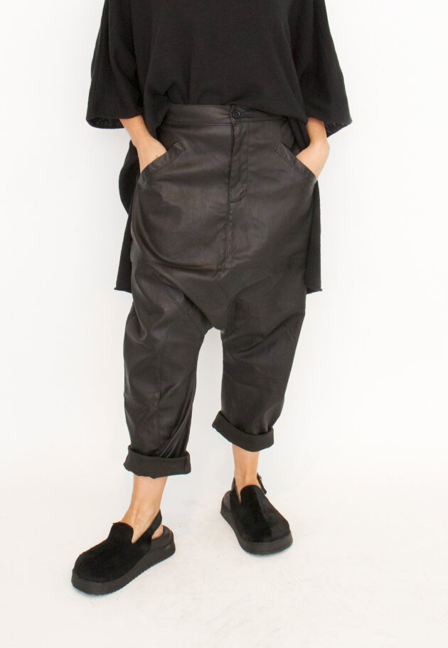 Sort Aarhus - Baggy leather trousers